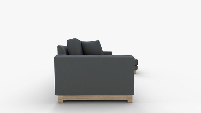 Gather Petite Wood Base Piece Sectional 3D model 2