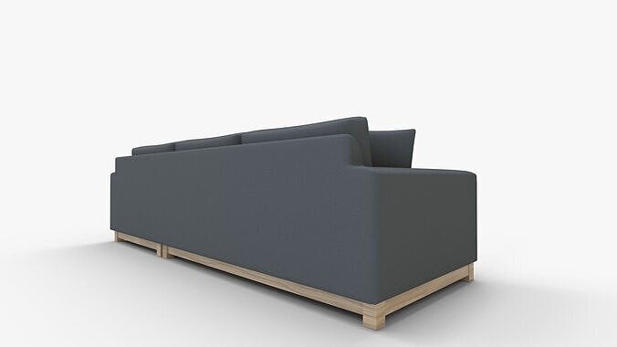 Gather Petite Wood Base Piece Sectional 3D model 3