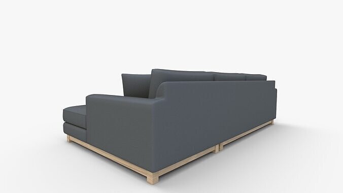 Gather Petite Wood Base Piece Sectional 3D model 5
