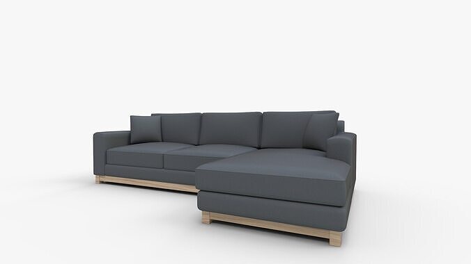 Gather Petite Wood Base Piece Sectional 3D model 7