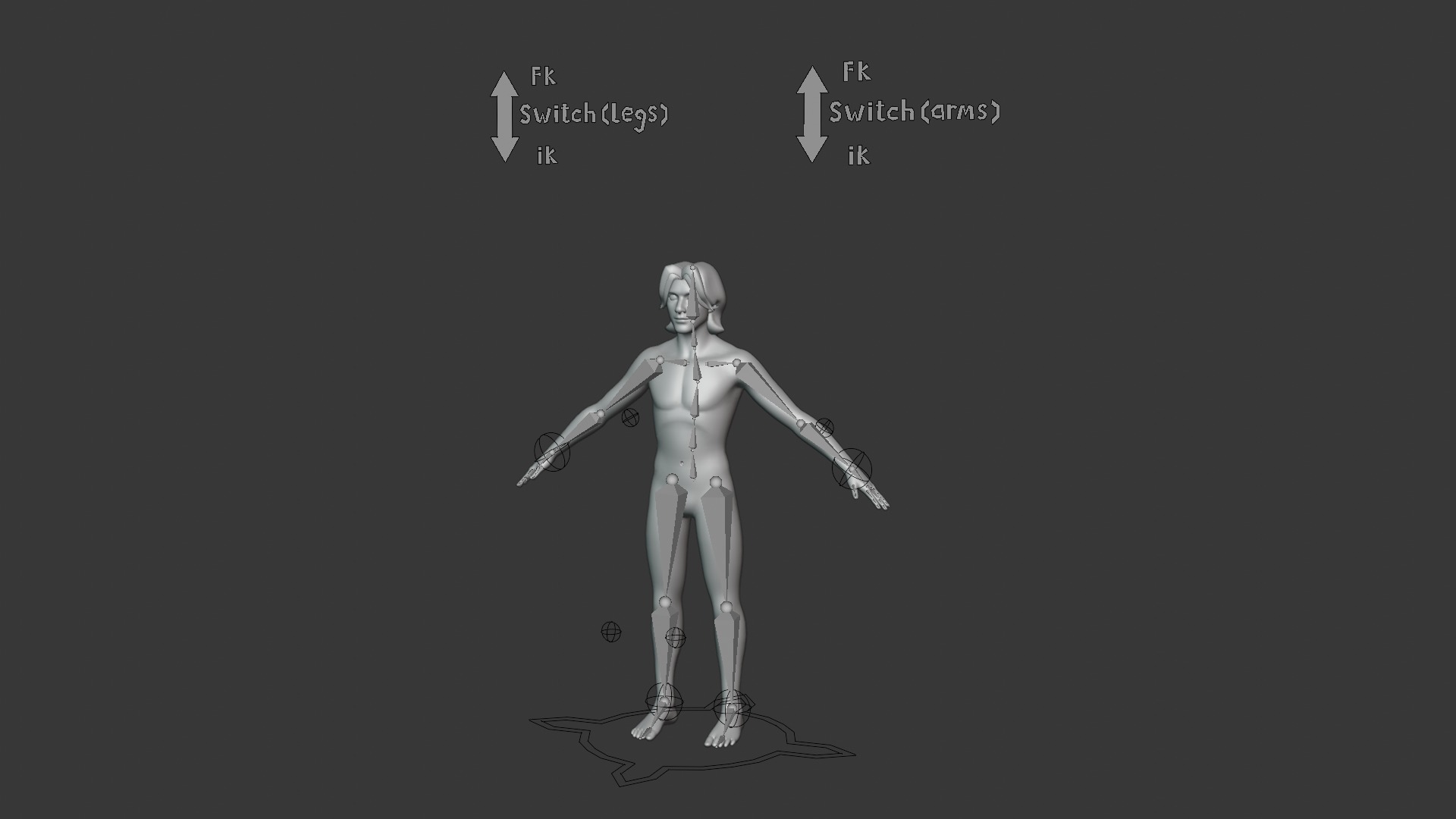 Cartoon Male and Female Body Base Mesh Rigged with IK FK Switch 3D Model Collection_27