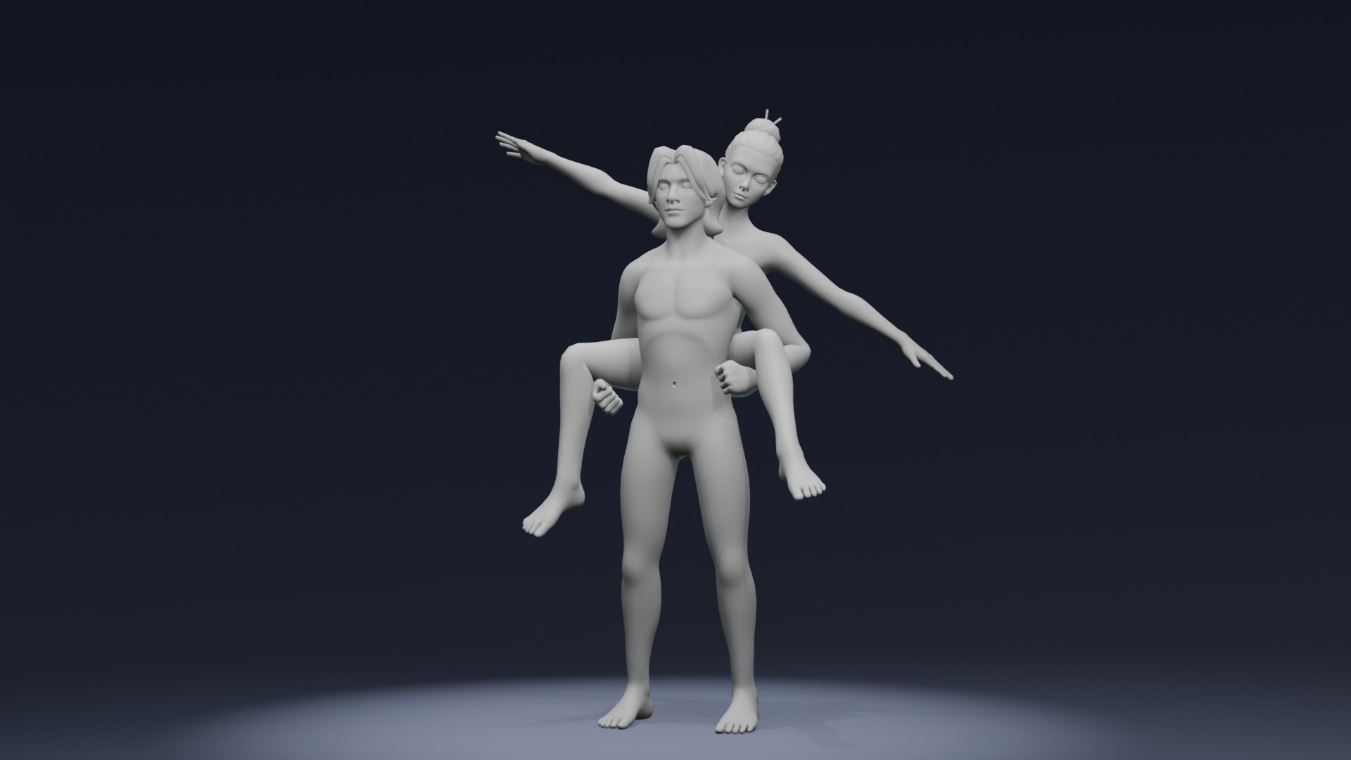 Cartoon Male and Female Body Base Mesh Rigged with IK FK Switch 3D Model Collection_9