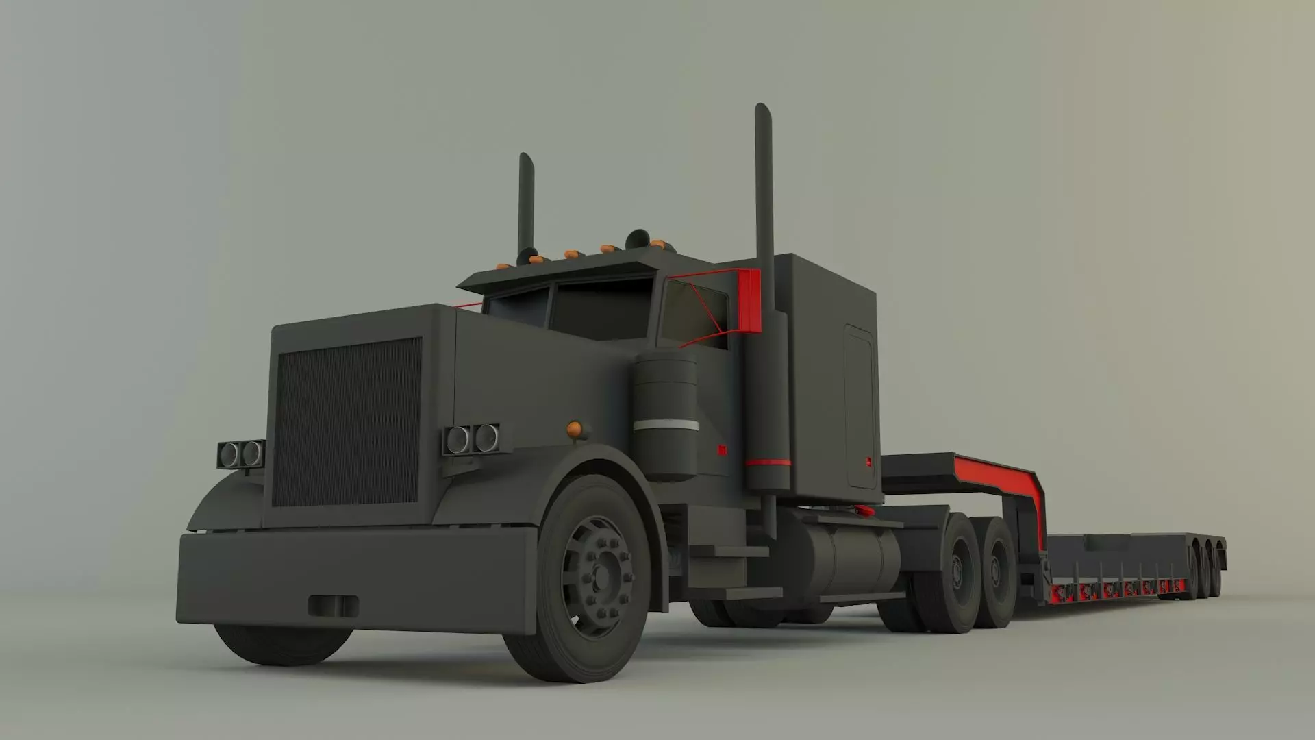 truck 3ax lowbed trailer 3D model