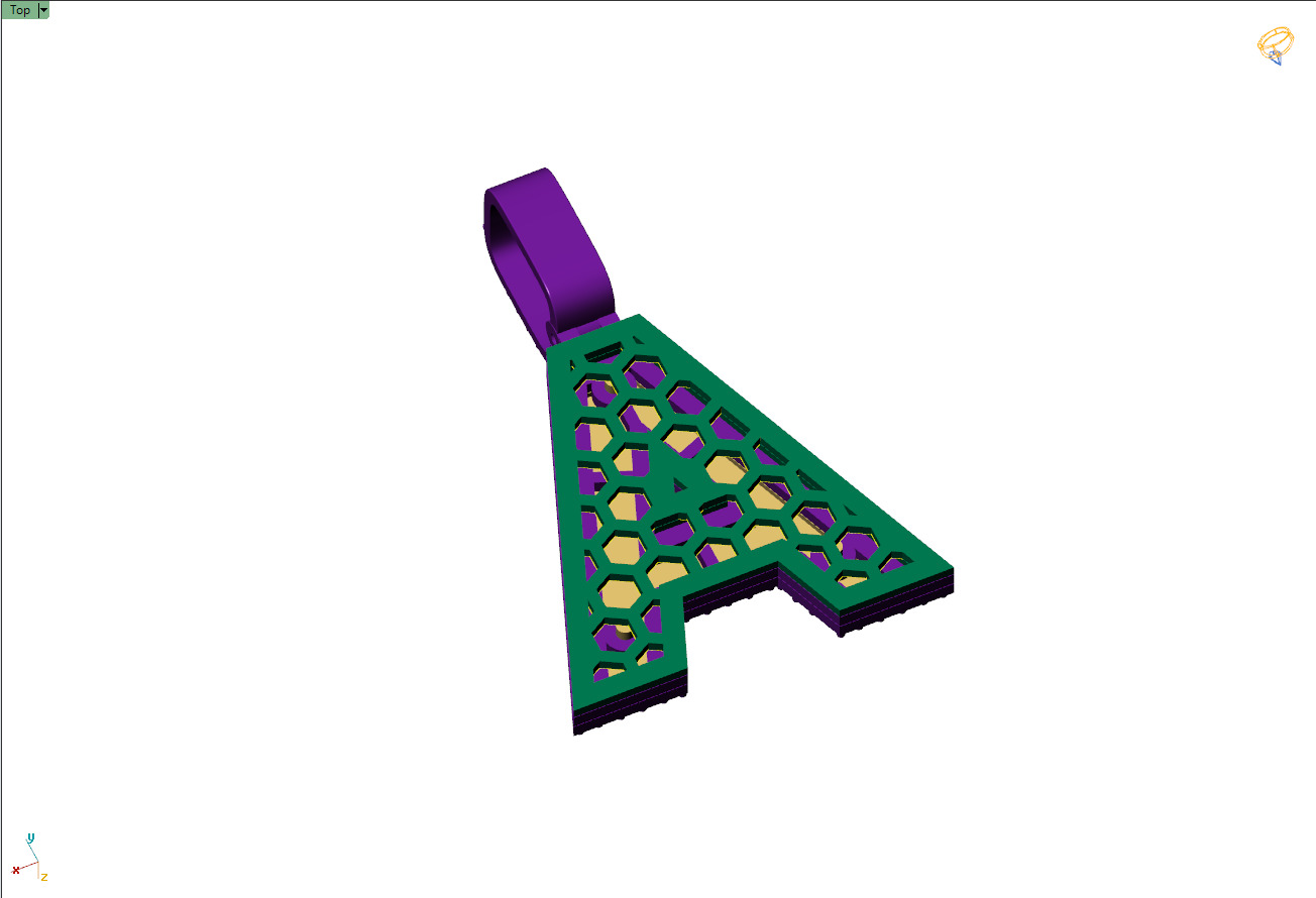 Custom Initial A Letter Diamond Pendant A to Z Alphabet Necklace 3D print model_12