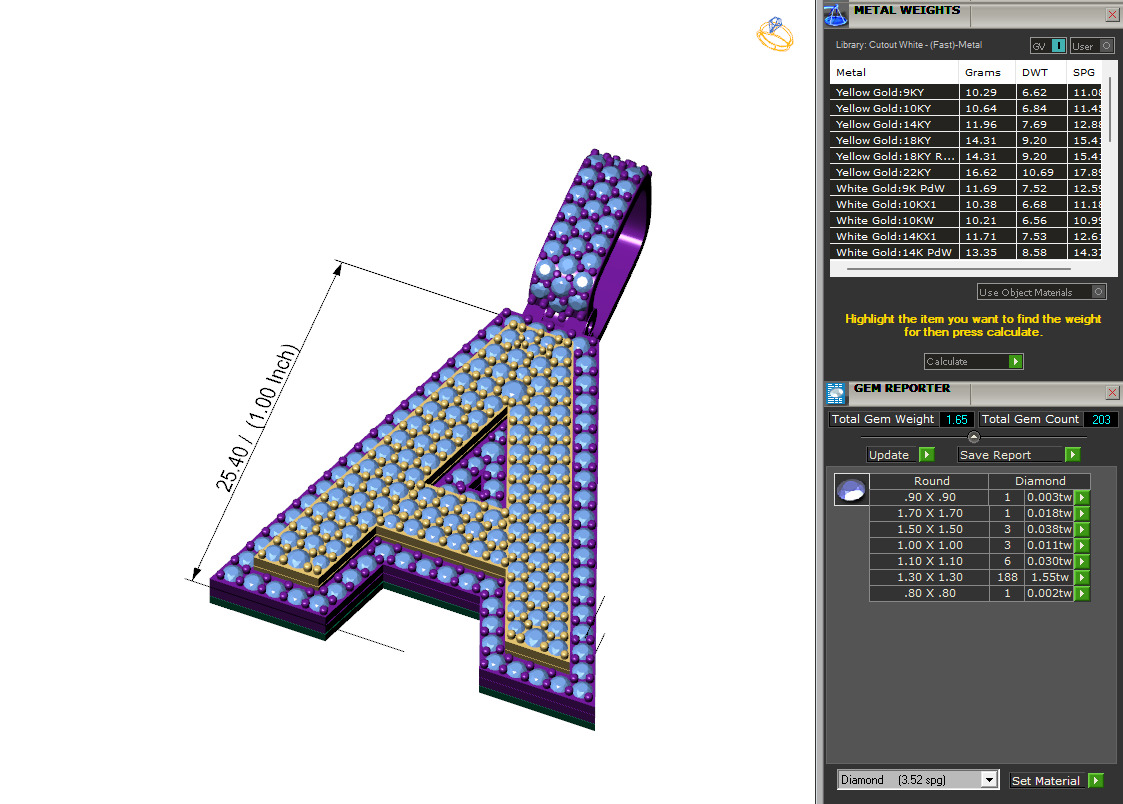 Custom Initial A Letter Diamond Pendant A to Z Alphabet Necklace 3D print model_6