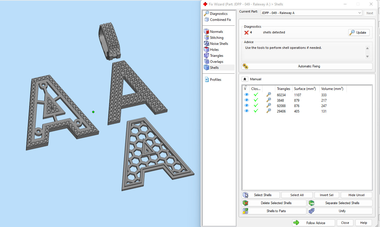 Custom Initial A Letter Diamond Pendant A to Z Alphabet Necklace 3D print model_16