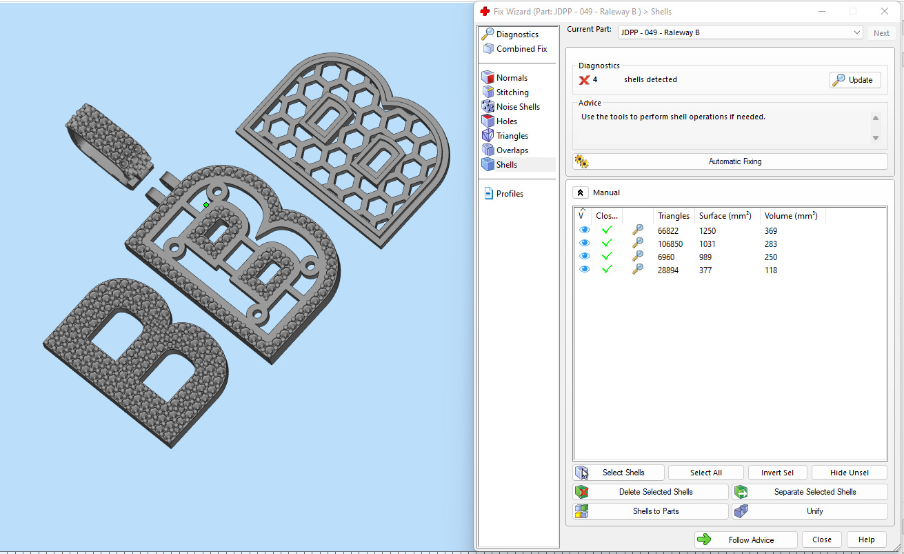 Custom Initial B Letter Diamond Pendant A to Z Alphabet Necklace 3D print model_19