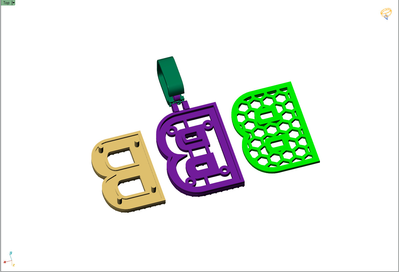 Custom Initial B Letter Diamond Pendant A to Z Alphabet Necklace 3D print model_13