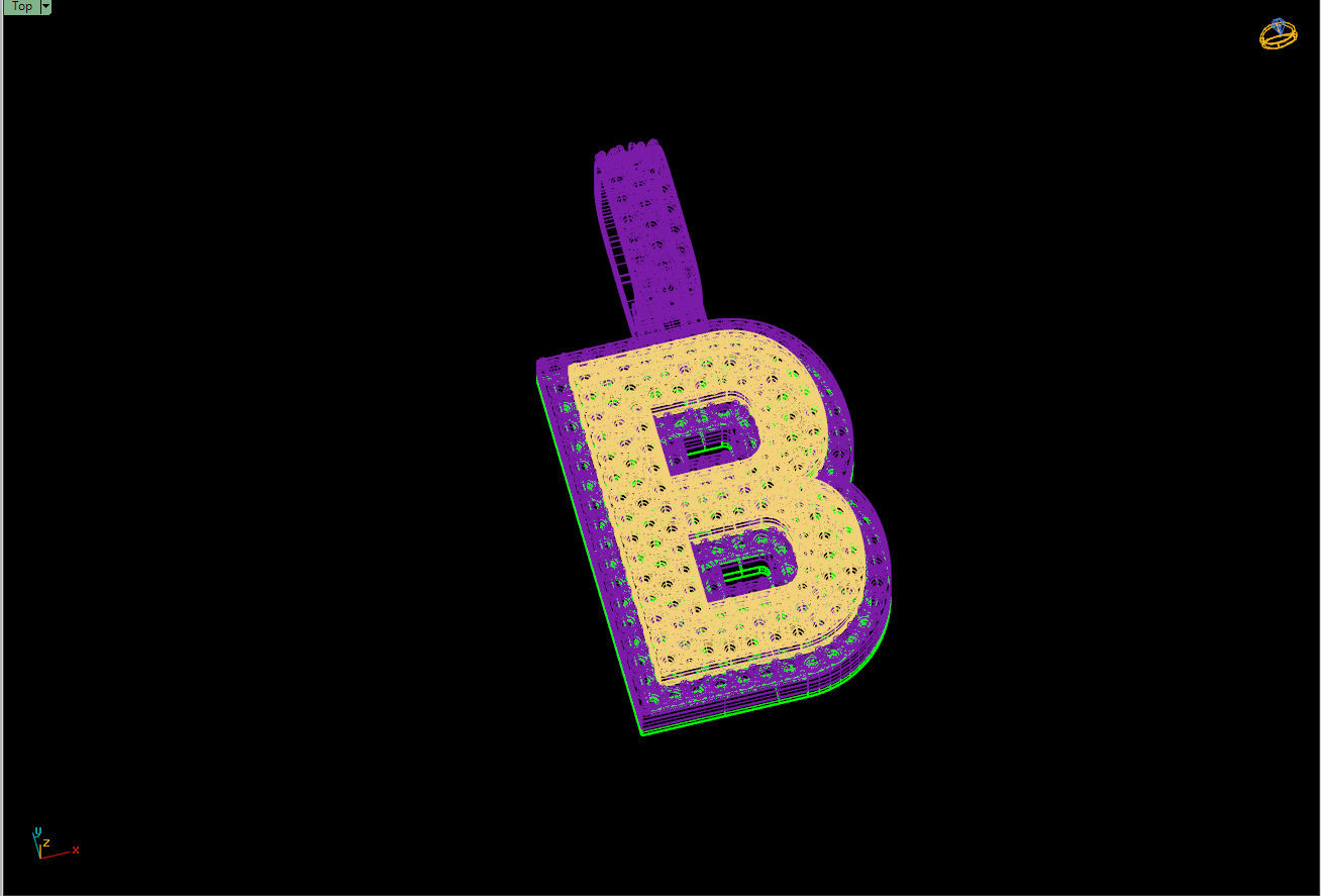 Custom Initial B Letter Diamond Pendant A to Z Alphabet Necklace 3D print model_16