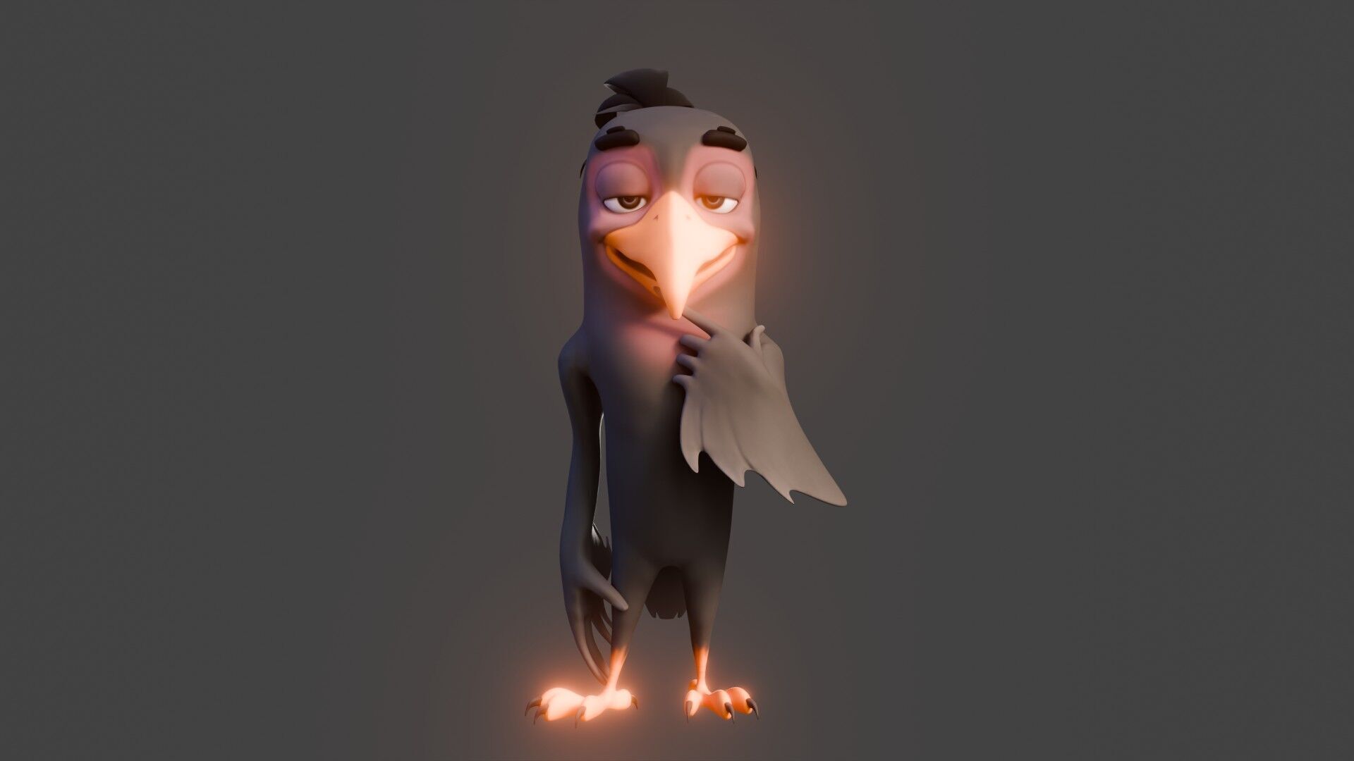 Chibi Crow - 3D Black - Rigged Cartoon Bird Low-poly 3D model_38