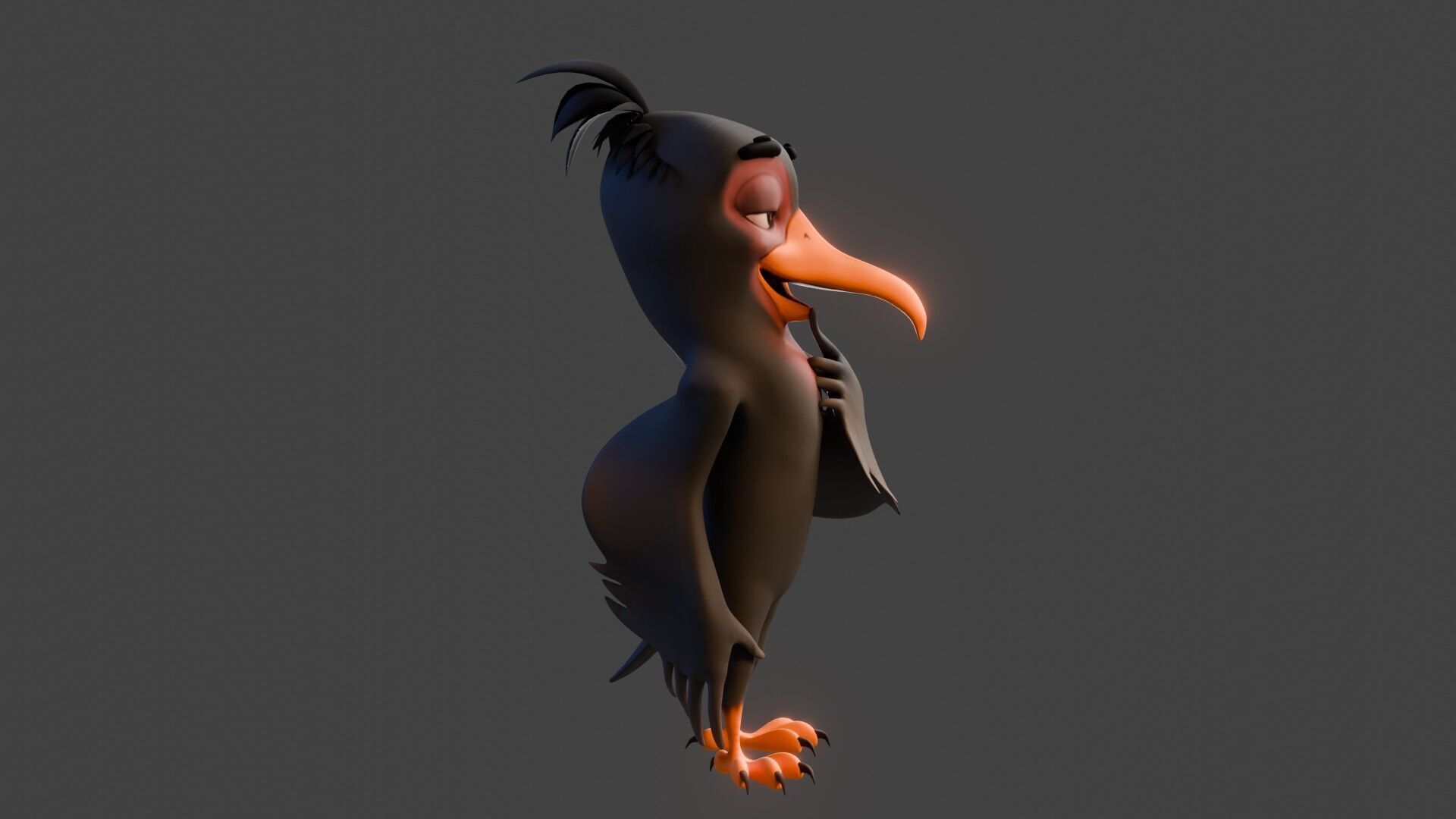 Chibi Crow - 3D Black - Rigged Cartoon Bird Low-poly 3D model_19