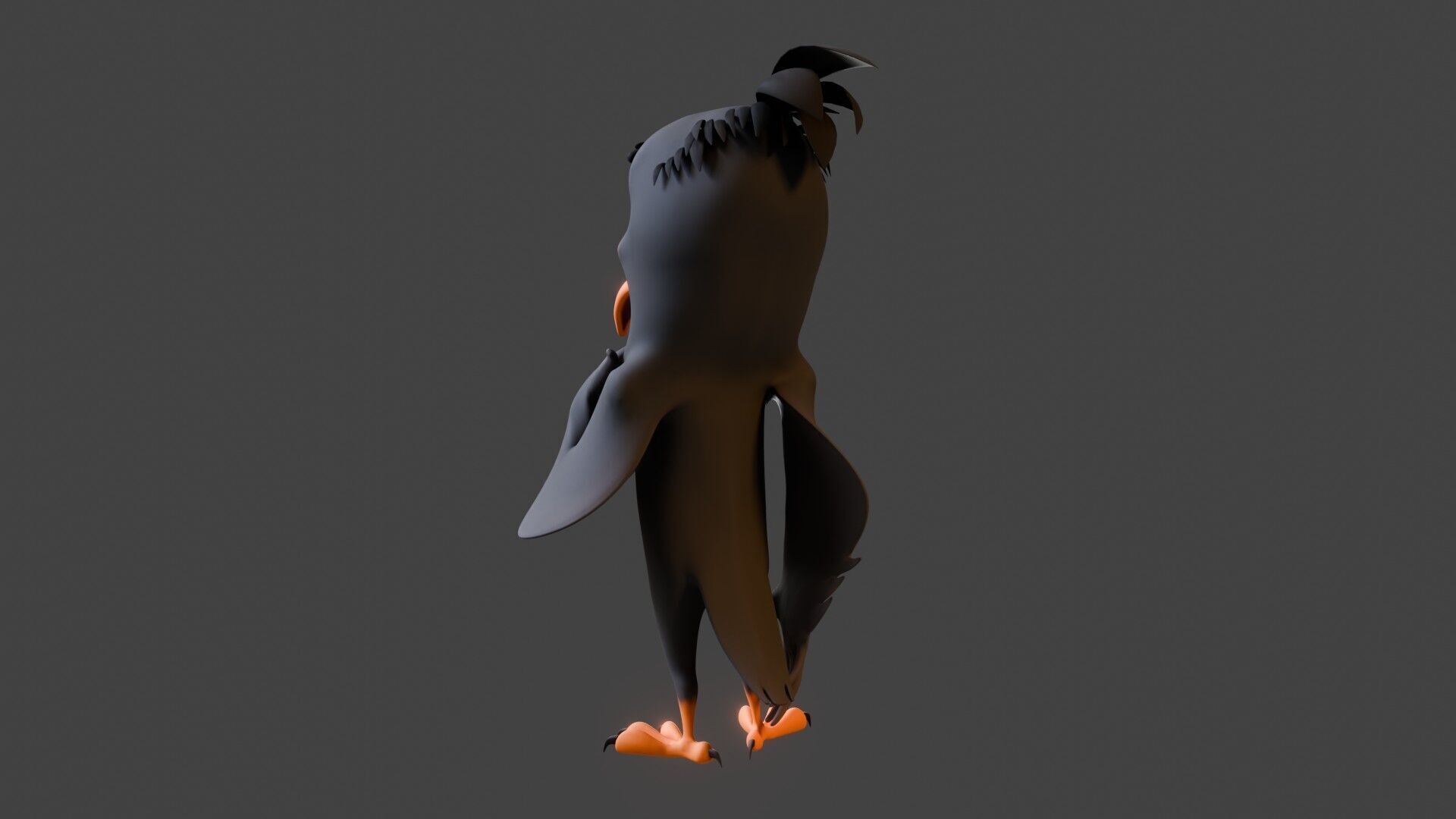 Chibi Crow - 3D Black - Rigged Cartoon Bird Low-poly 3D model_28