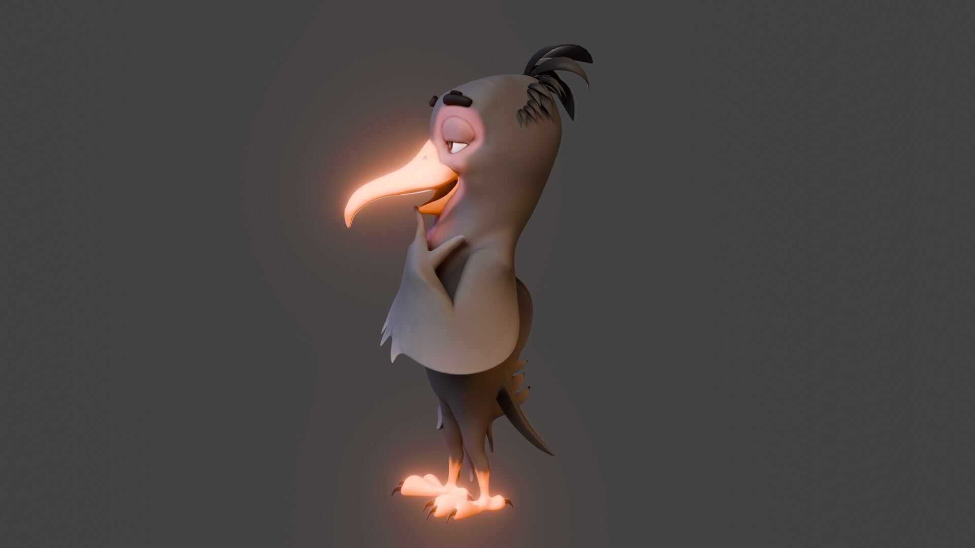 Chibi Crow - 3D Black - Rigged Cartoon Bird Low-poly 3D model_33