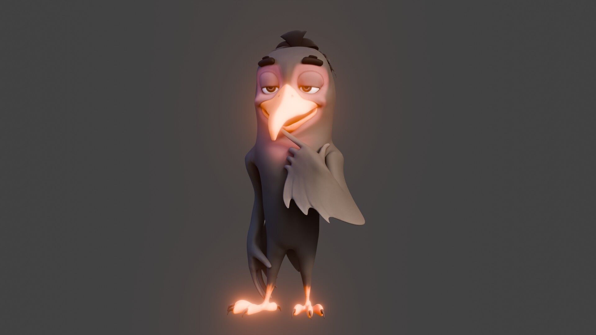 Chibi Crow - 3D Black - Rigged Cartoon Bird Low-poly 3D model_37