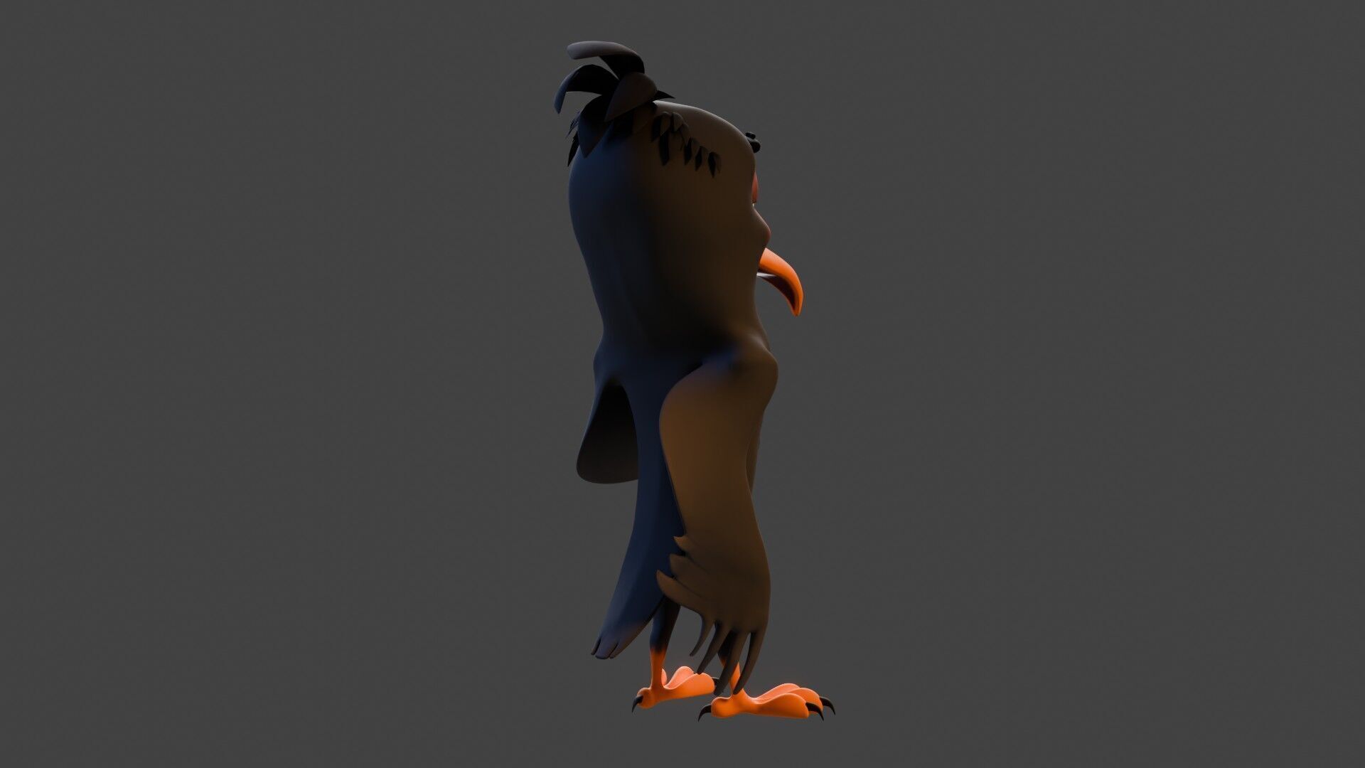 Chibi Crow - 3D Black - Rigged Cartoon Bird Low-poly 3D model_23