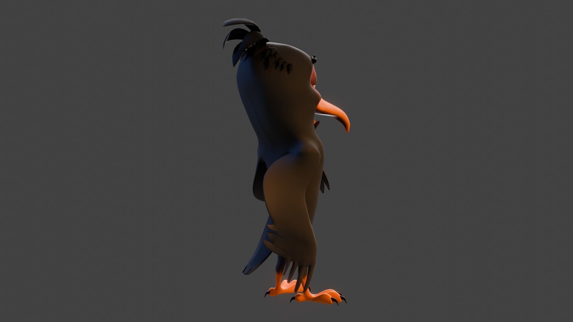 Chibi Crow - 3D Black - Rigged Cartoon Bird Low-poly 3D model_22