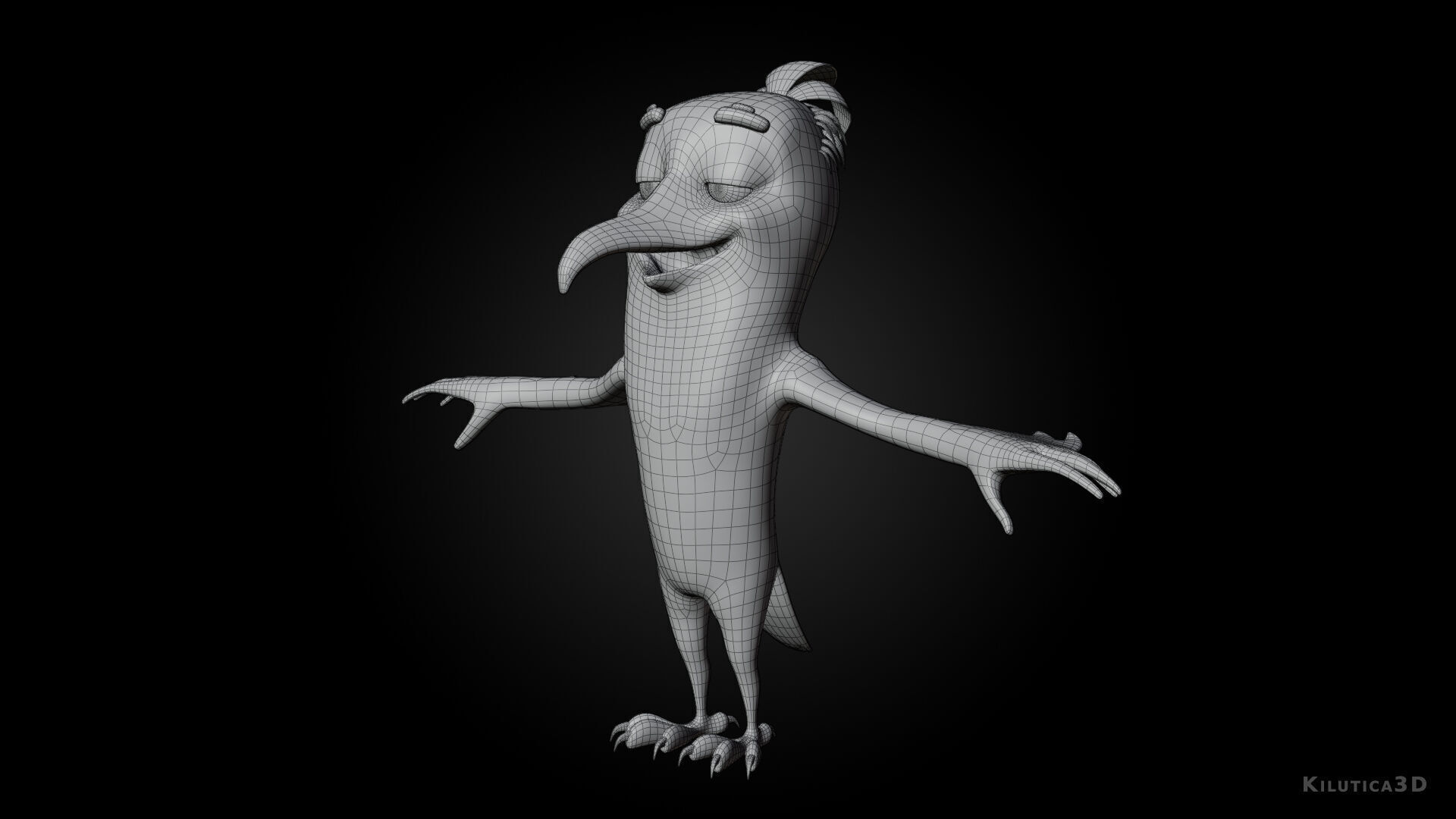 Chibi Crow - 3D Black - Rigged Cartoon Bird Low-poly 3D model_15