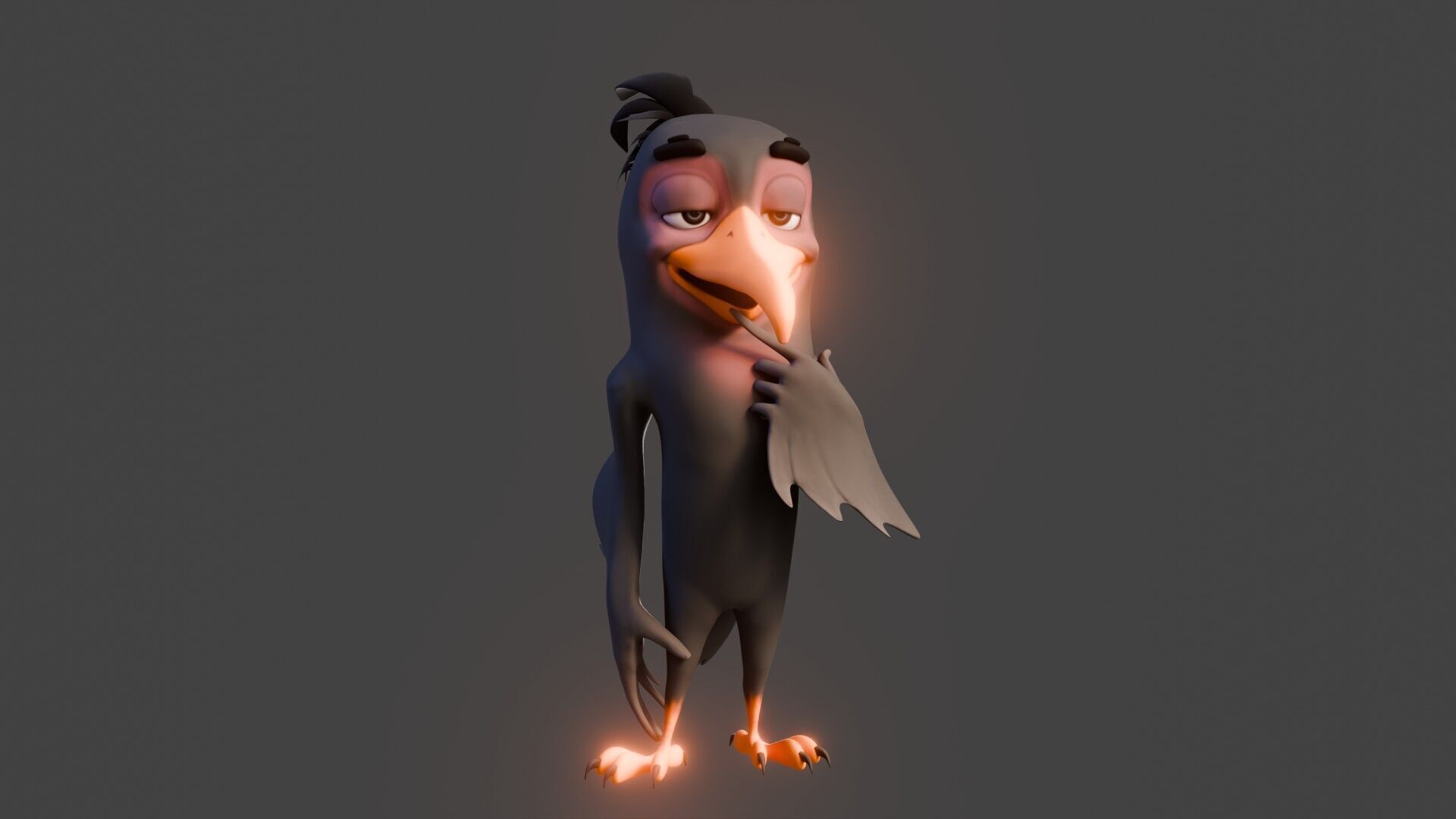 Chibi Crow - 3D Black - Rigged Cartoon Bird Low-poly 3D model_39