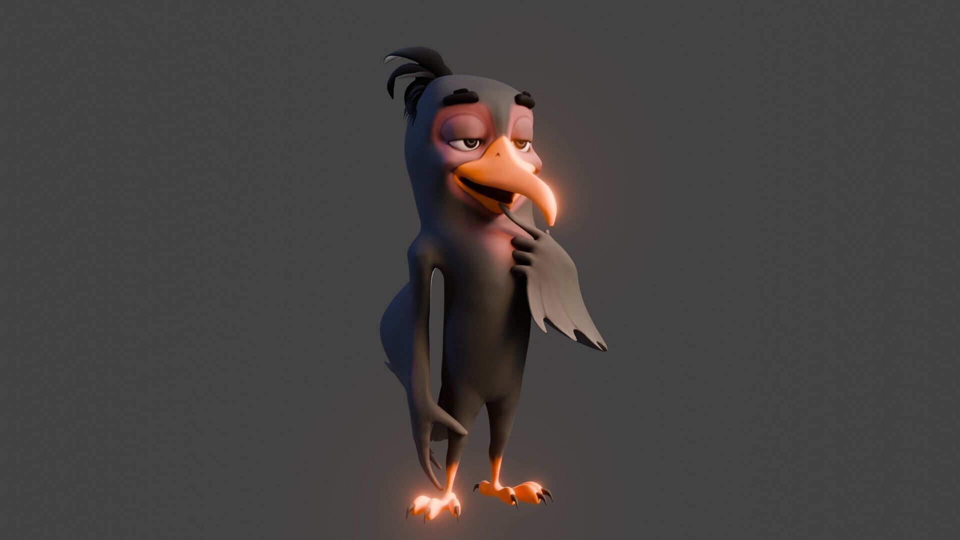 Chibi Crow - 3D Black - Rigged Cartoon Bird Low-poly 3D model_40