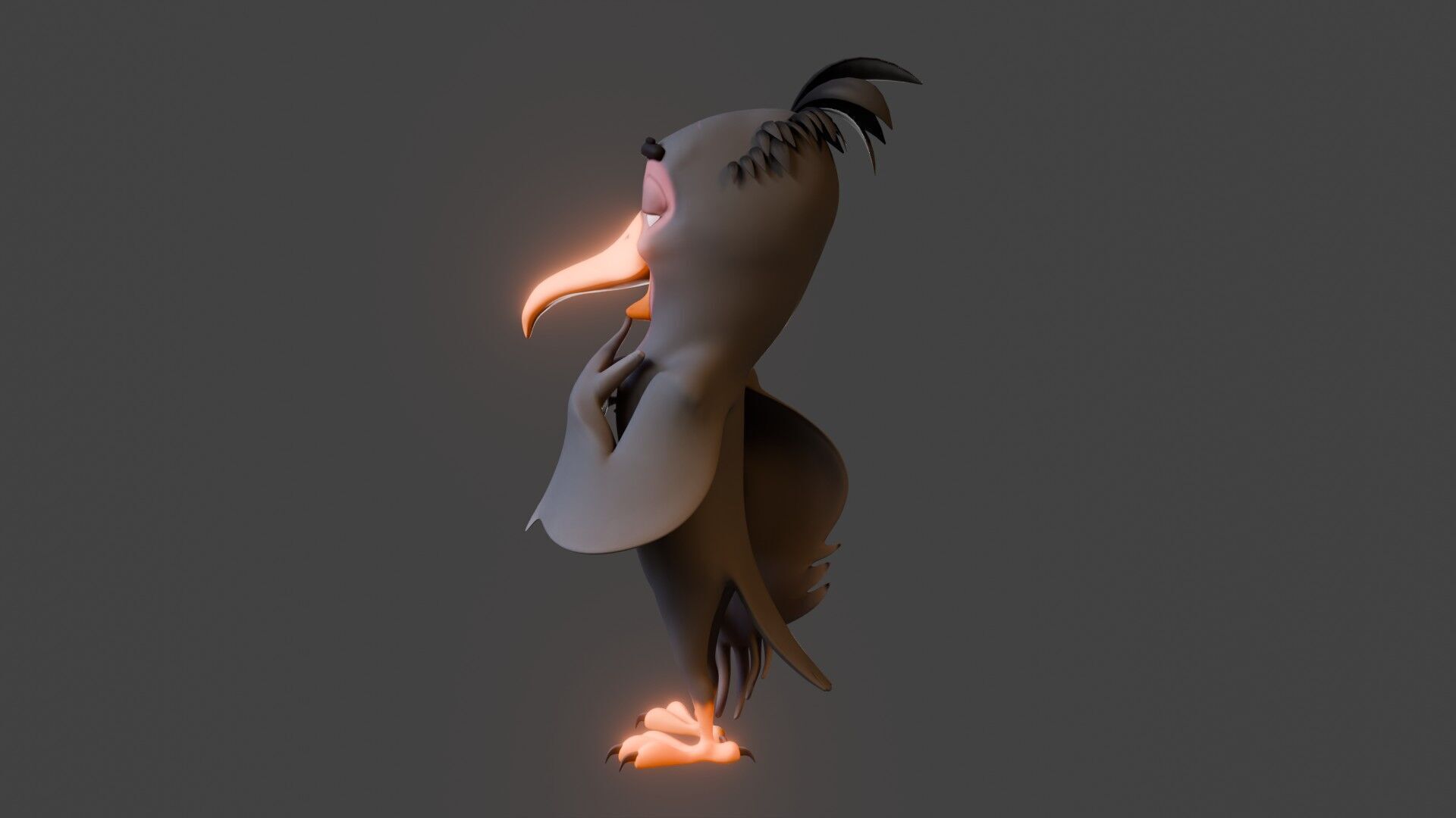 Chibi Crow - 3D Black - Rigged Cartoon Bird Low-poly 3D model_31