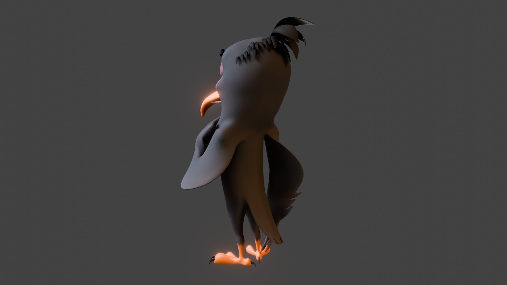 Chibi Crow - 3D Black - Rigged Cartoon Bird Low-poly 3D model_29