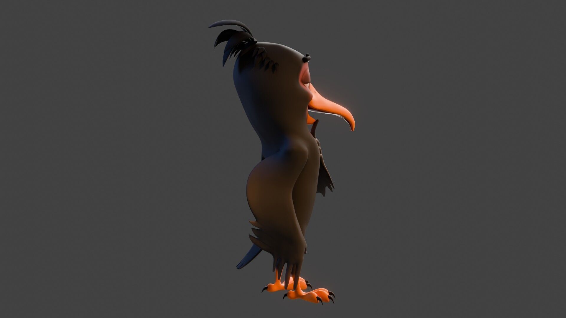 Chibi Crow - 3D Black - Rigged Cartoon Bird Low-poly 3D model_21