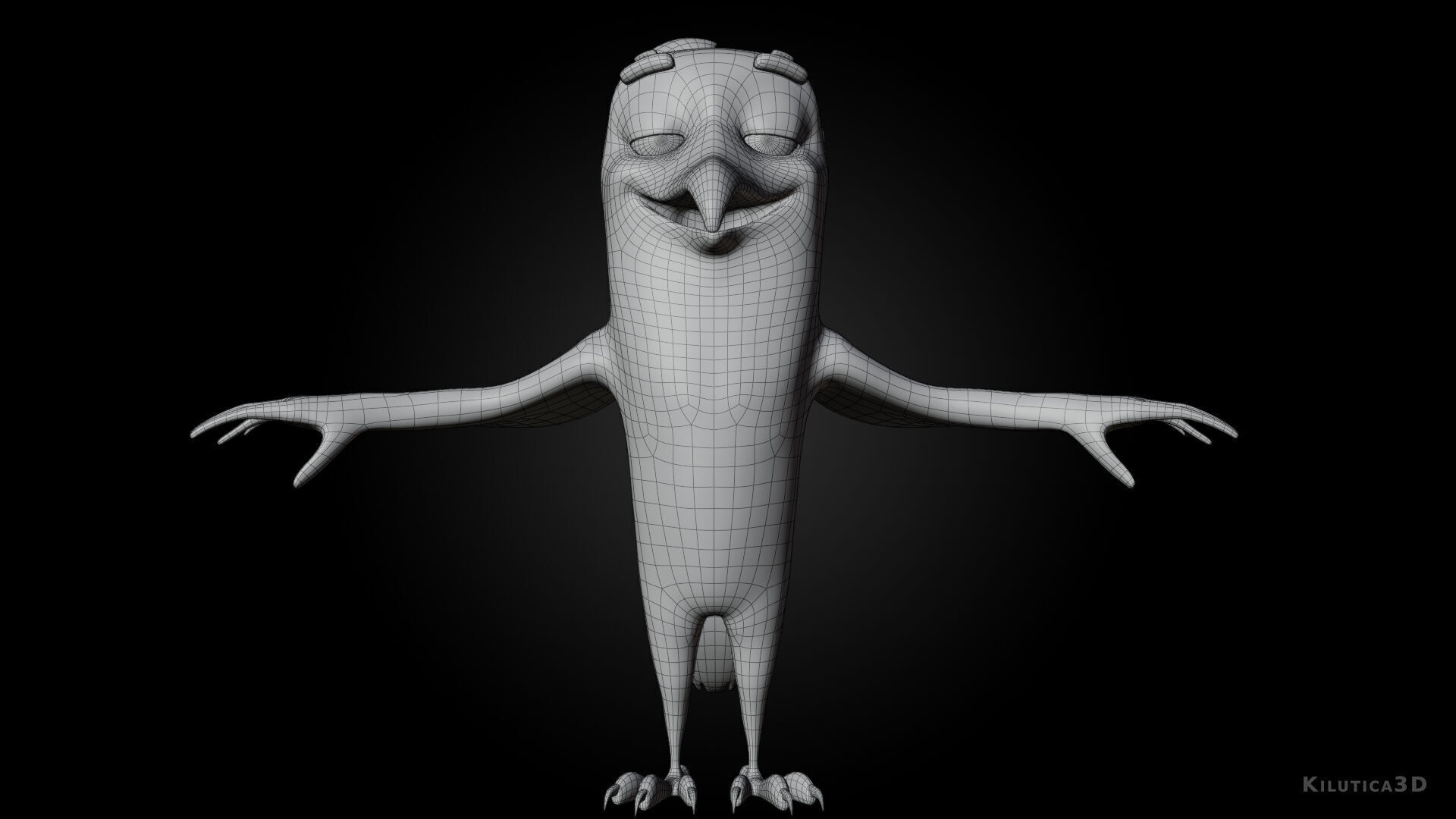 Chibi Crow - 3D Black - Rigged Cartoon Bird Low-poly 3D model_10