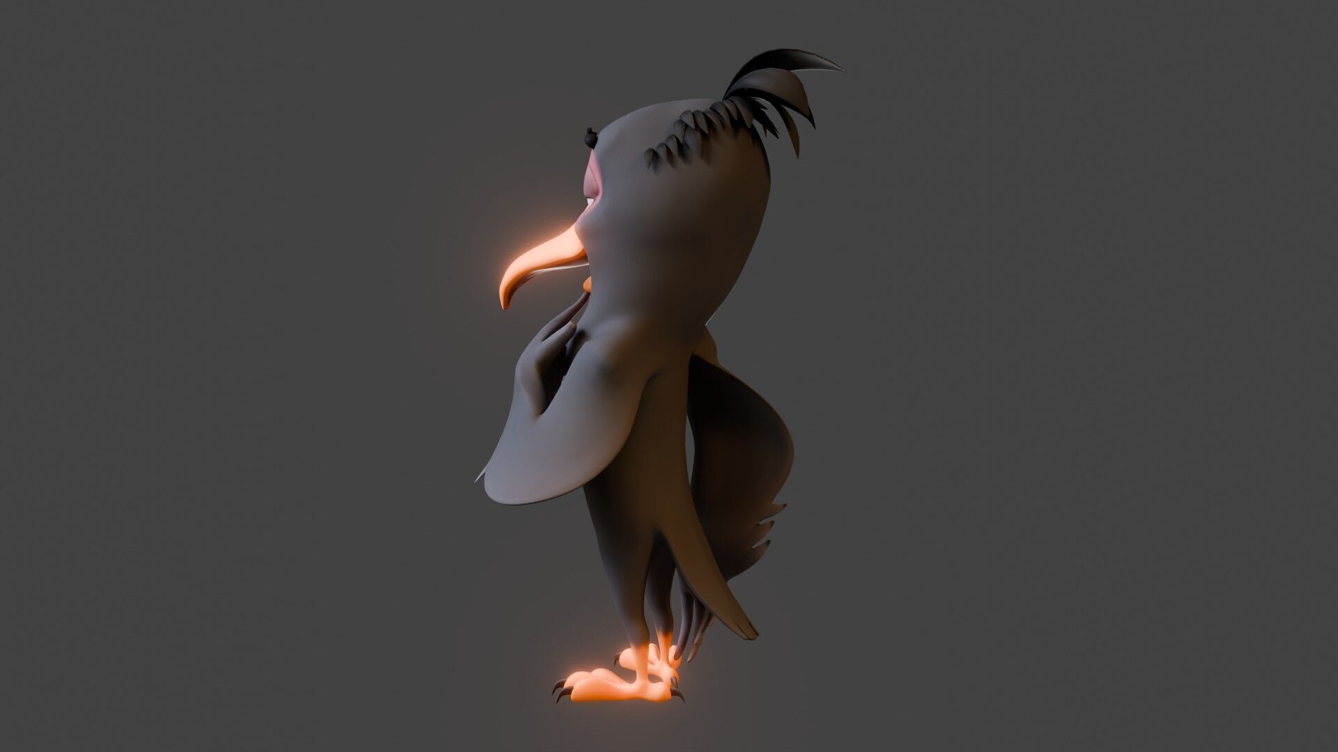 Chibi Crow - 3D Black - Rigged Cartoon Bird Low-poly 3D model_30