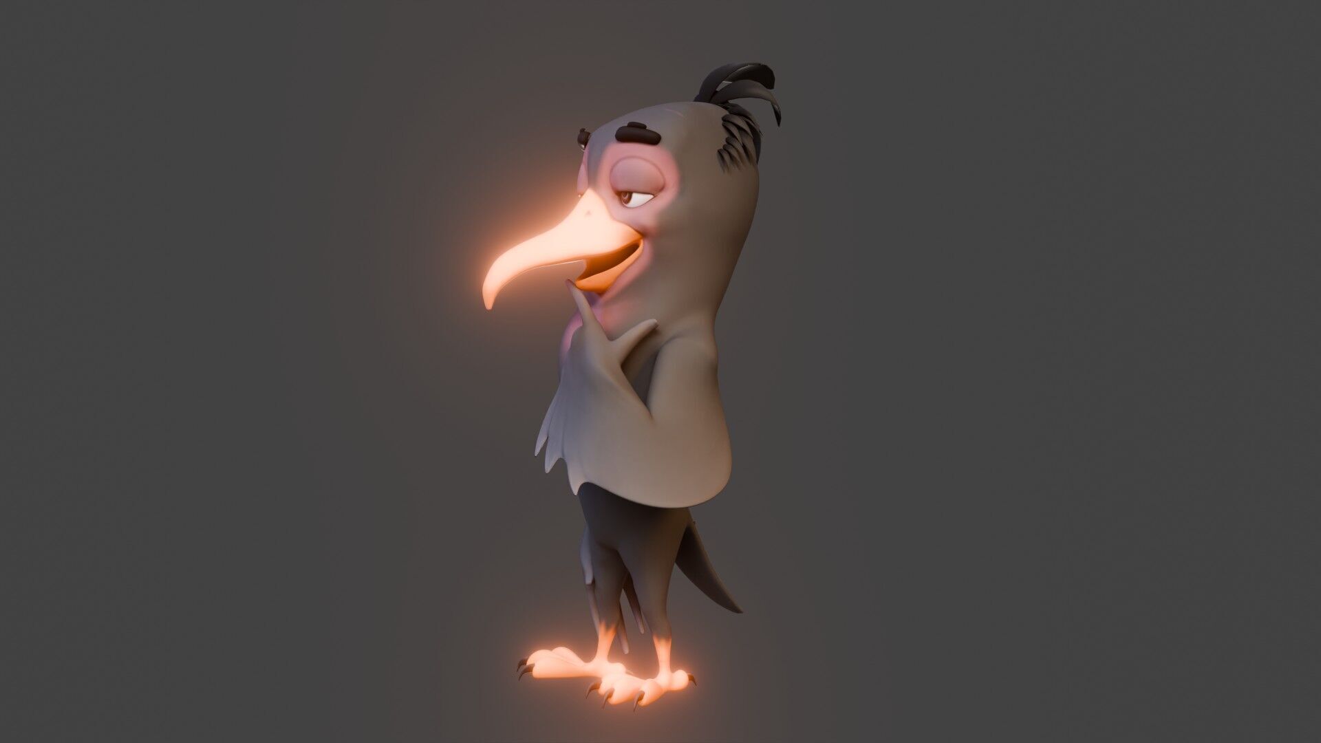 Chibi Crow - 3D Black - Rigged Cartoon Bird Low-poly 3D model_34