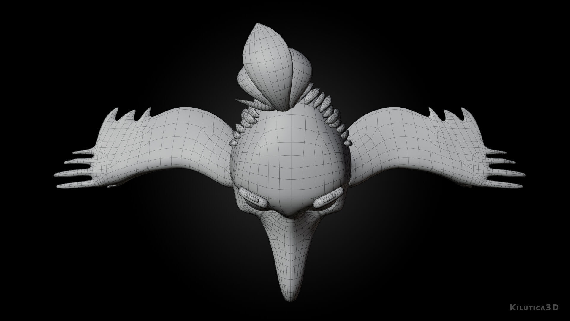 Chibi Crow - 3D Black - Rigged Cartoon Bird Low-poly 3D model_13