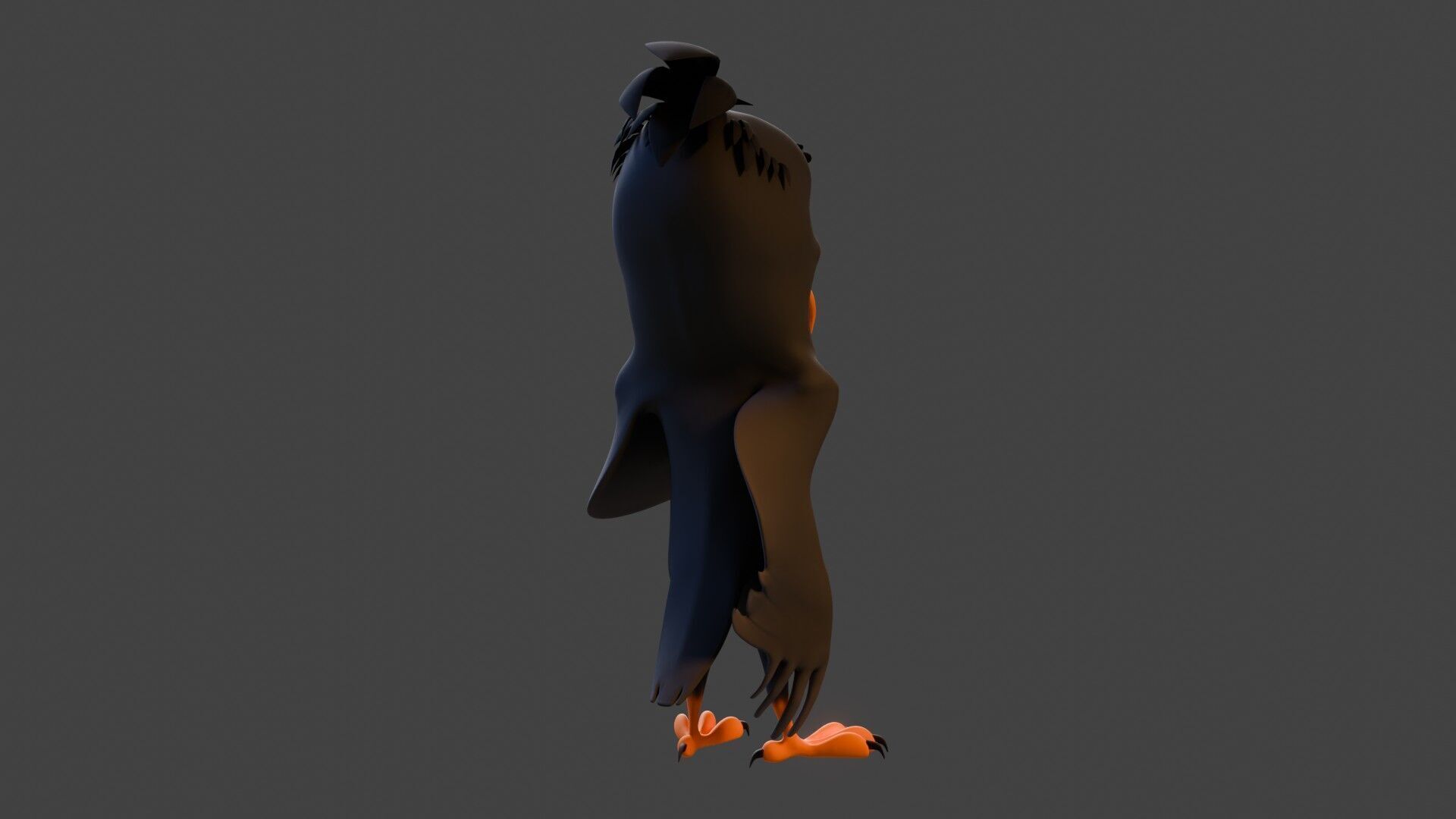 Chibi Crow - 3D Black - Rigged Cartoon Bird Low-poly 3D model_24