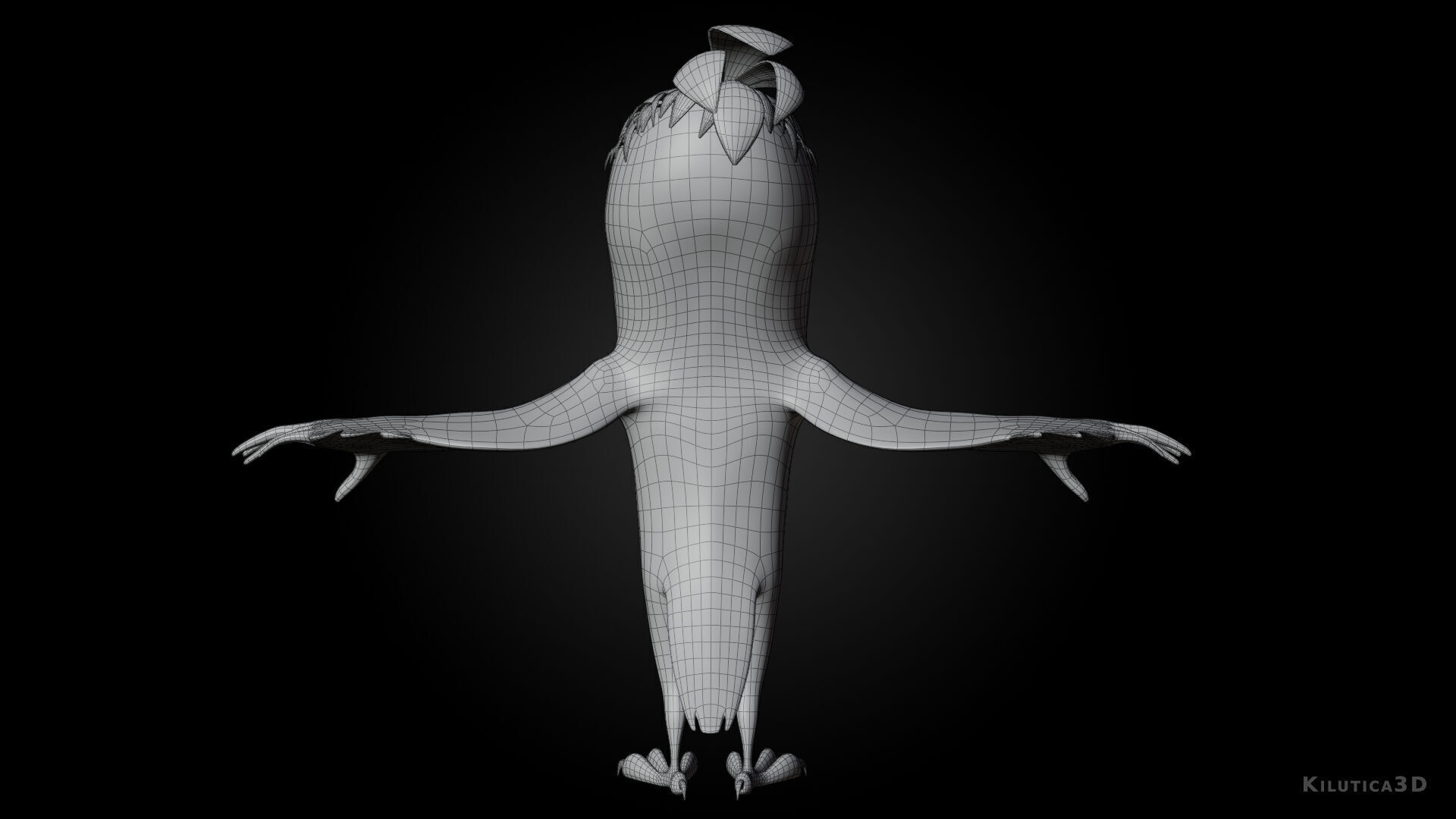 Chibi Crow - 3D Black - Rigged Cartoon Bird Low-poly 3D model_12