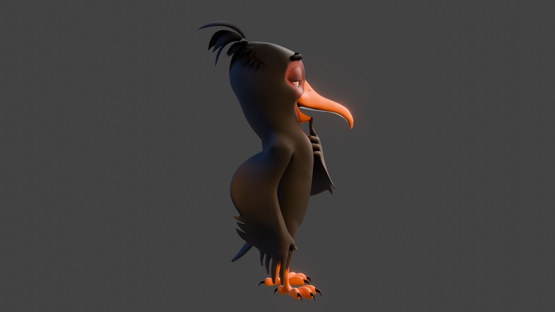 Chibi Crow - 3D Black - Rigged Cartoon Bird Low-poly 3D model_20