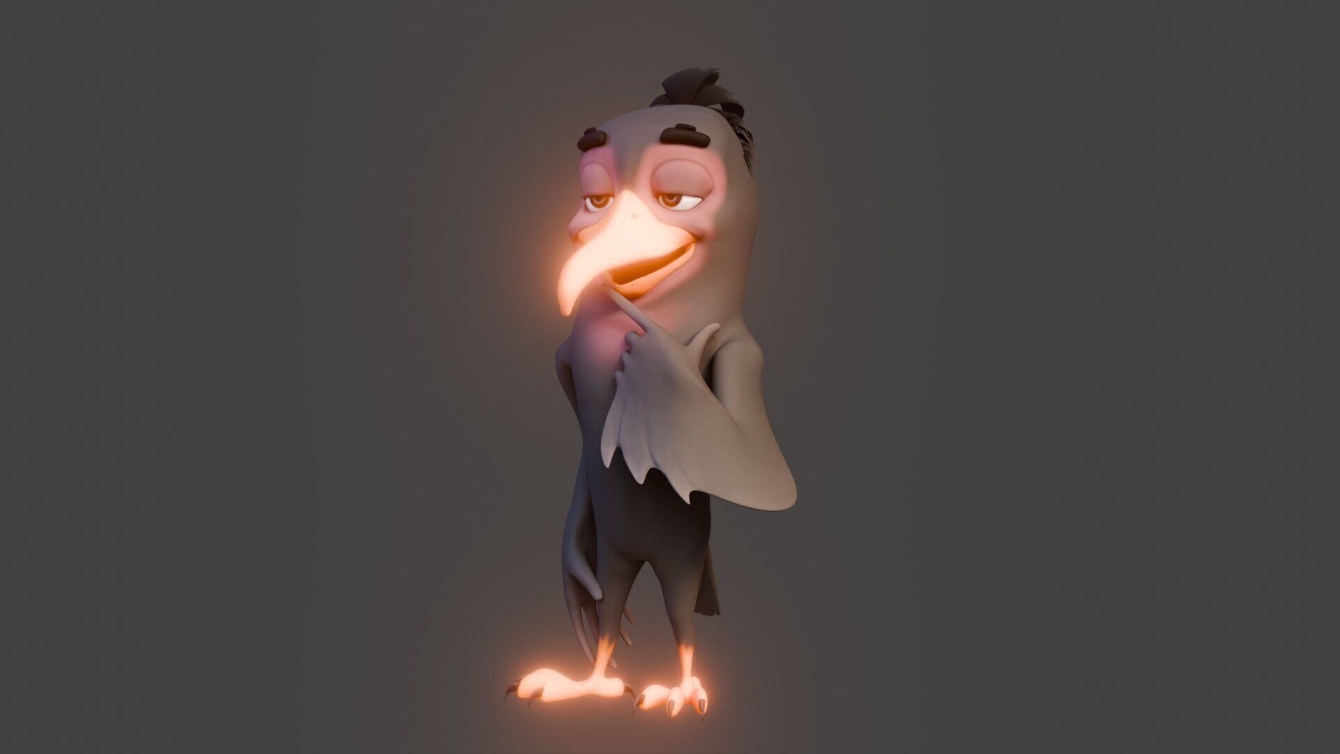 Chibi Crow - 3D Black - Rigged Cartoon Bird Low-poly 3D model_36