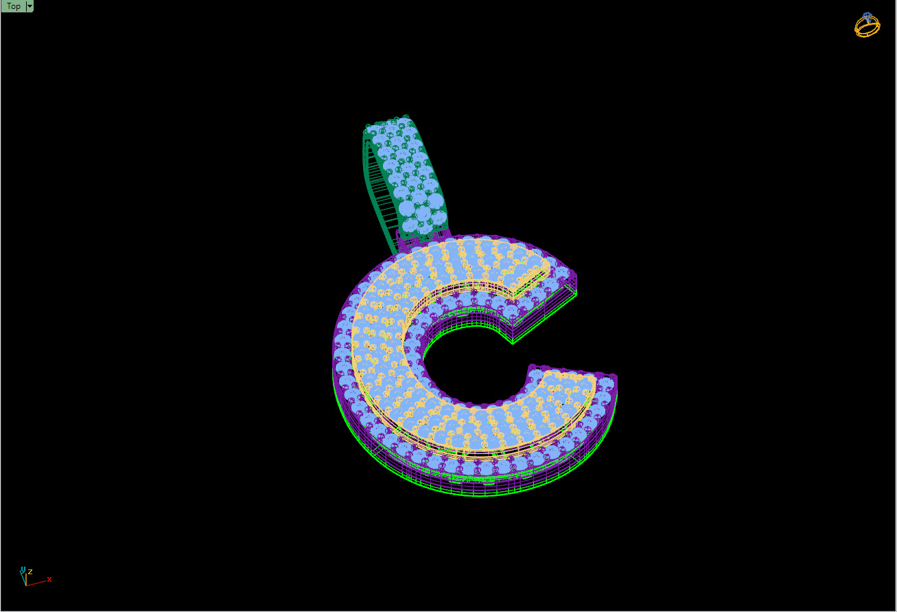 Custom Initial C Letter Diamond Pendant A to Z Alphabet Necklace 3D print model_14