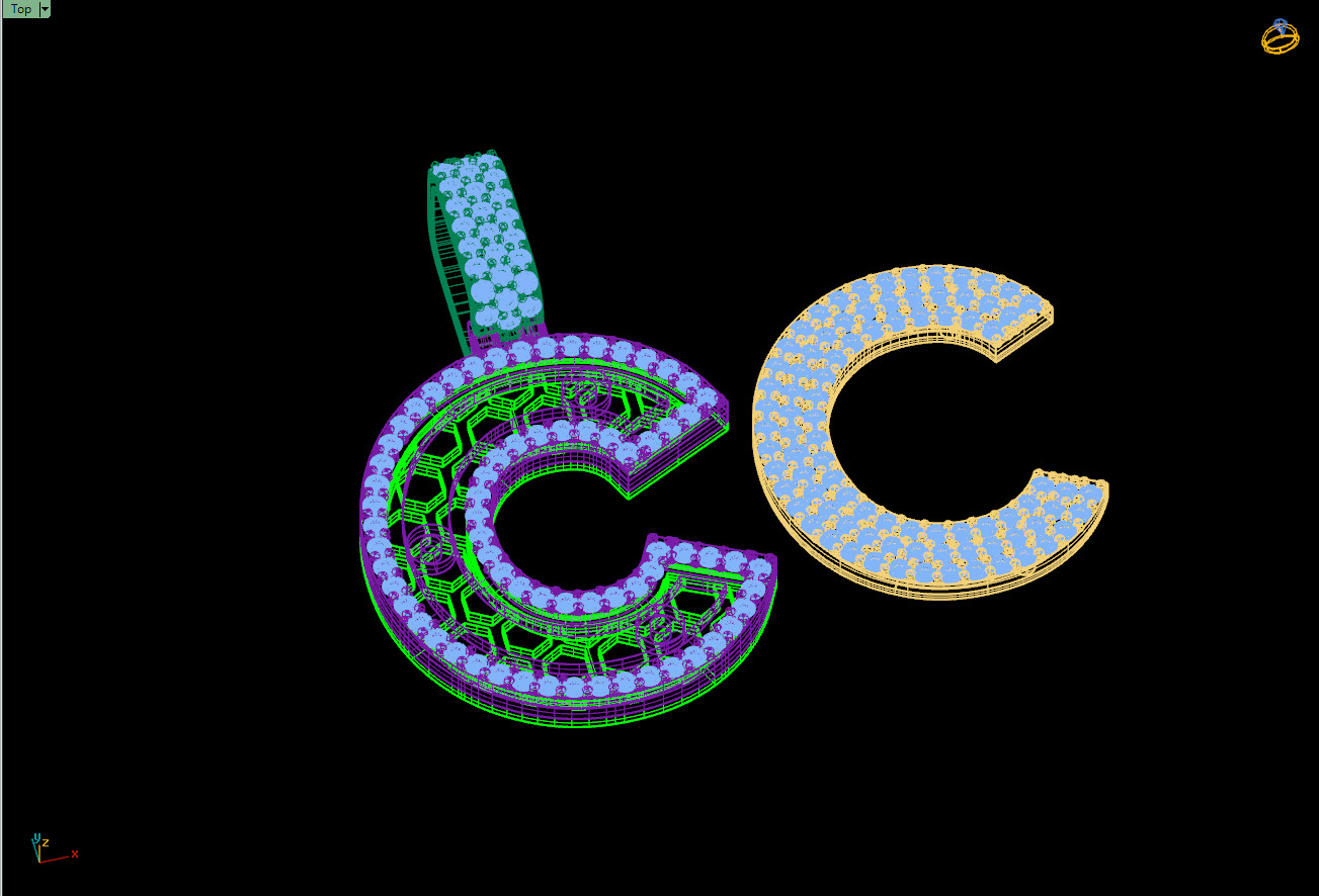 Custom Initial C Letter Diamond Pendant A to Z Alphabet Necklace 3D print model_15