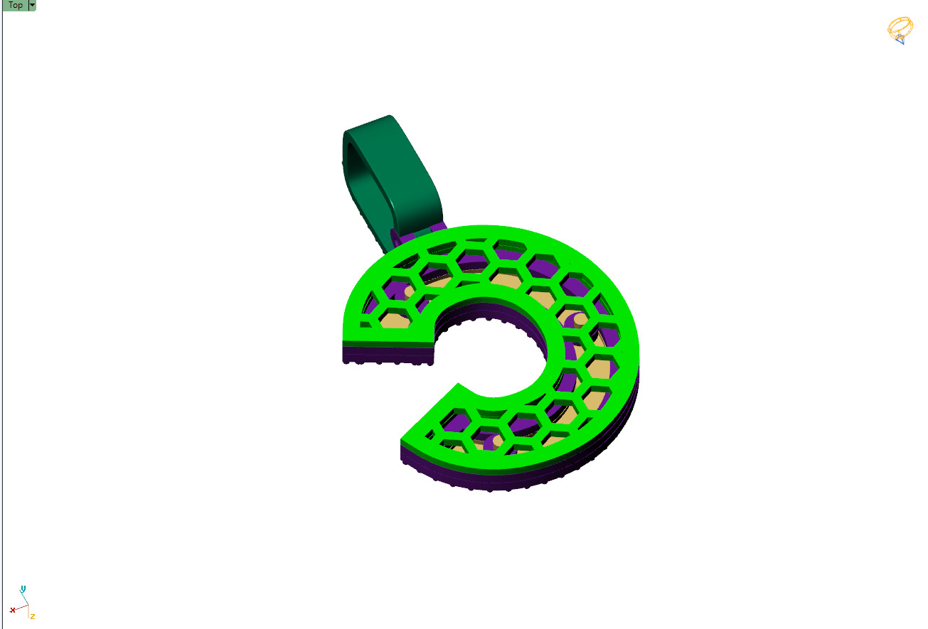 Custom Initial C Letter Diamond Pendant A to Z Alphabet Necklace 3D print model_13