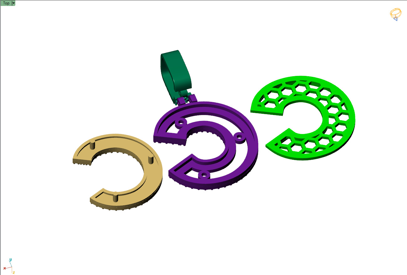 Custom Initial C Letter Diamond Pendant A to Z Alphabet Necklace 3D print model_11