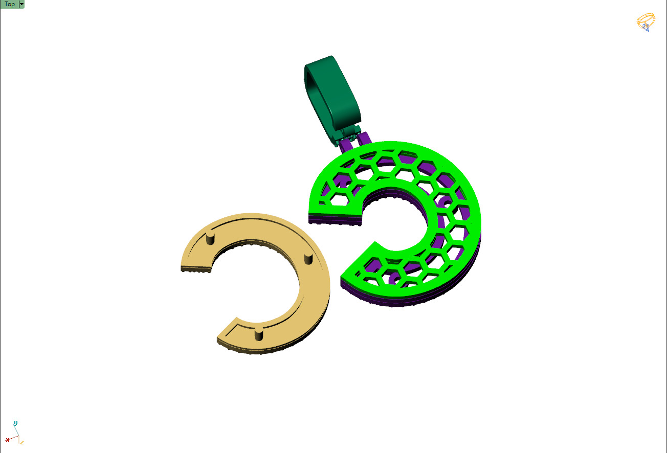 Custom Initial C Letter Diamond Pendant A to Z Alphabet Necklace 3D print model_12