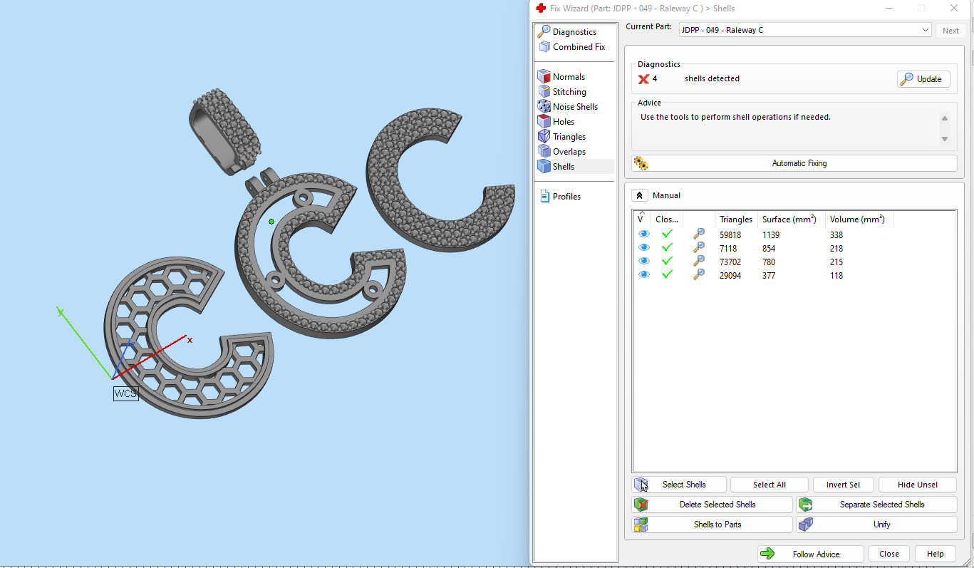 Custom Initial C Letter Diamond Pendant A to Z Alphabet Necklace 3D print model_19