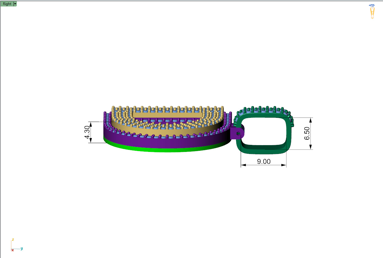 Custom Initial C Letter Diamond Pendant A to Z Alphabet Necklace 3D print model_8