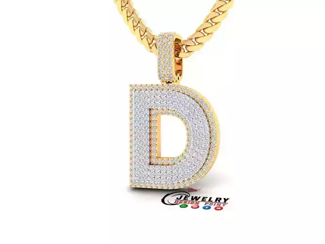 Custom Initial D Letter Diamond Pendant A to Z Alphabet Necklace