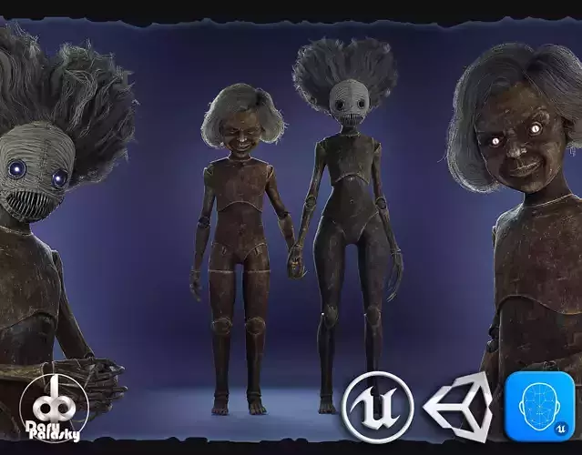 Wood mannequins 3D Model Collection