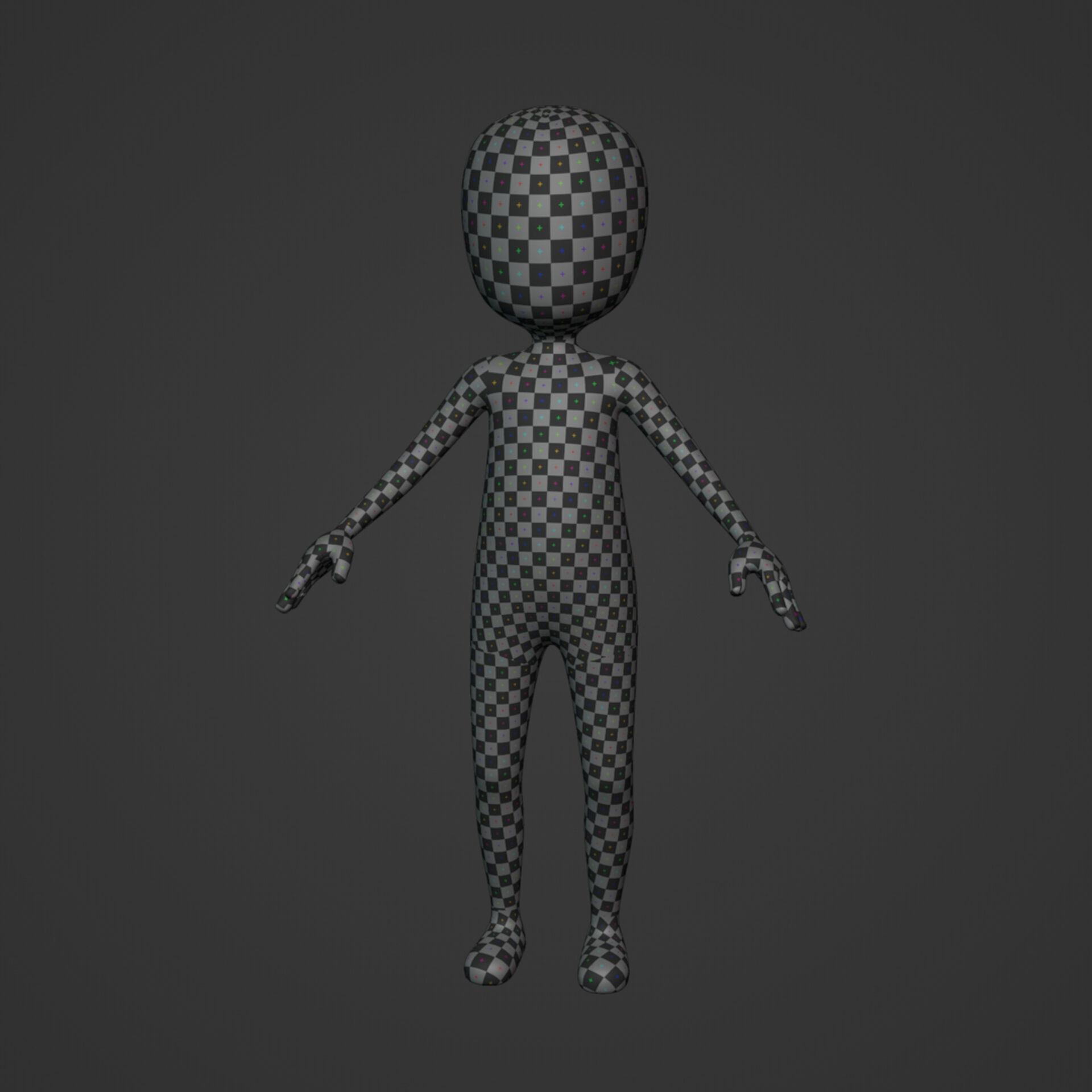Cartoon Character - Stickman - Man - Boy - Chibi - Base Mesh Low-poly 3D model_3