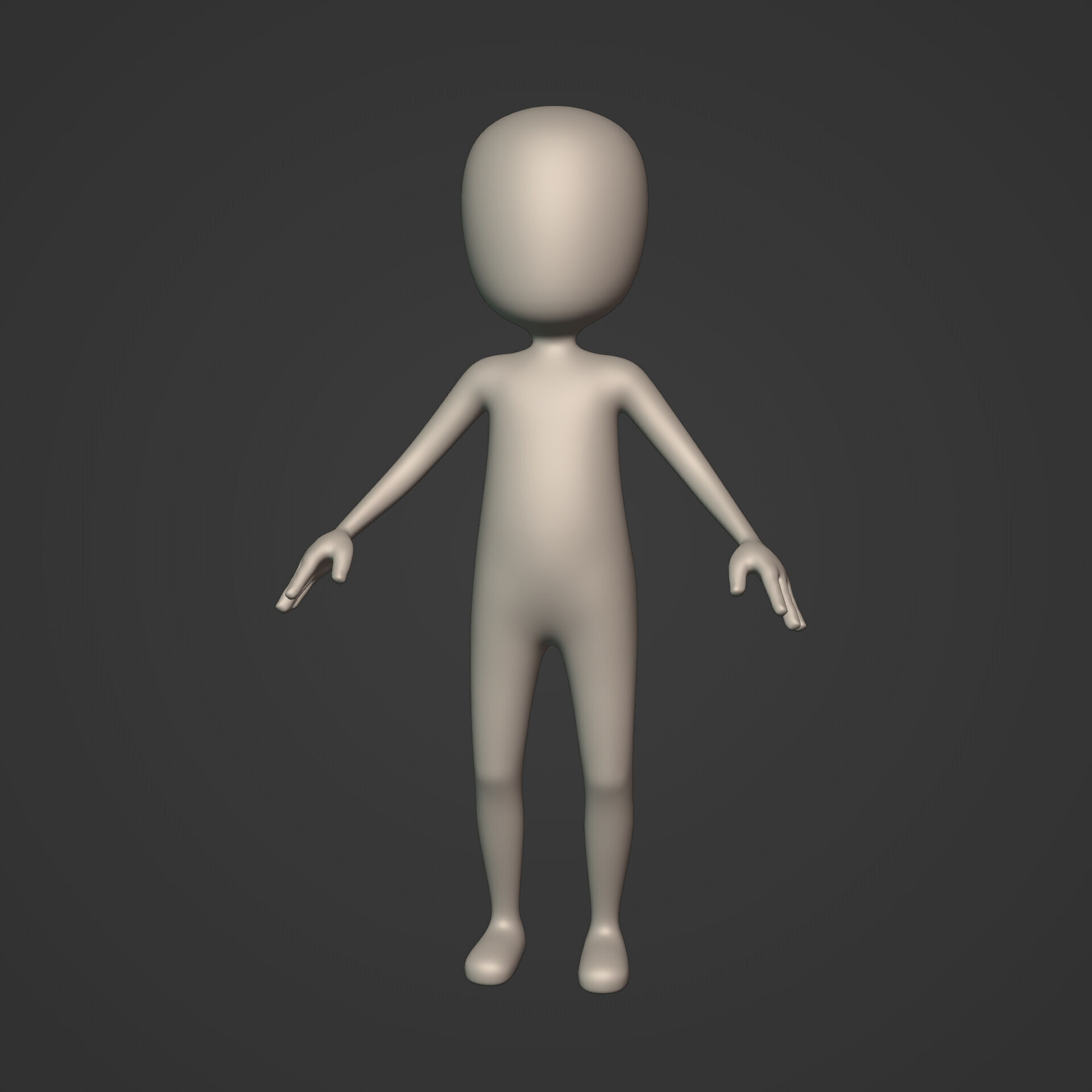 Cartoon Character - Stickman - Man - Boy - Chibi - Base Mesh Low-poly 3D model_1