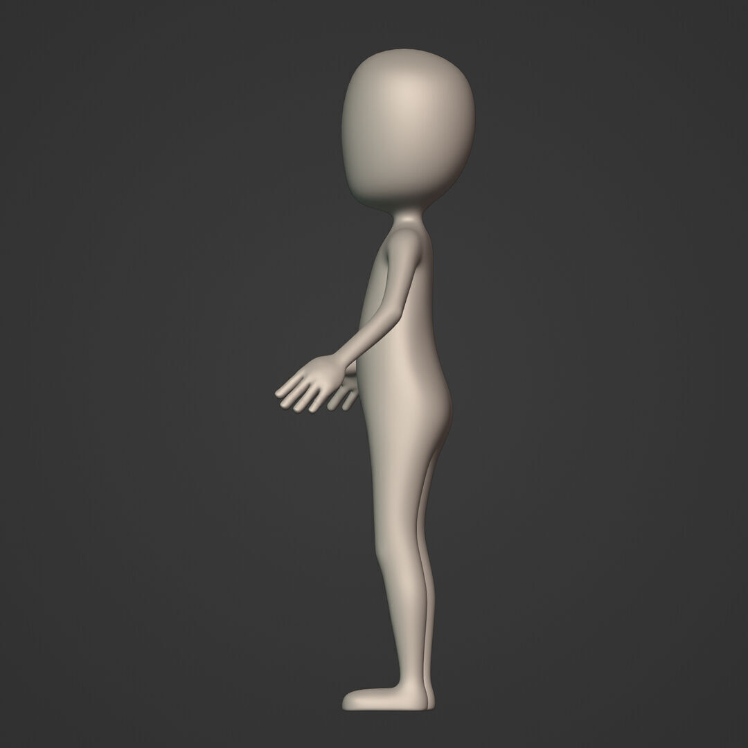 Cartoon Character - Stickman - Man - Boy - Chibi - Base Mesh Low-poly 3D model_9