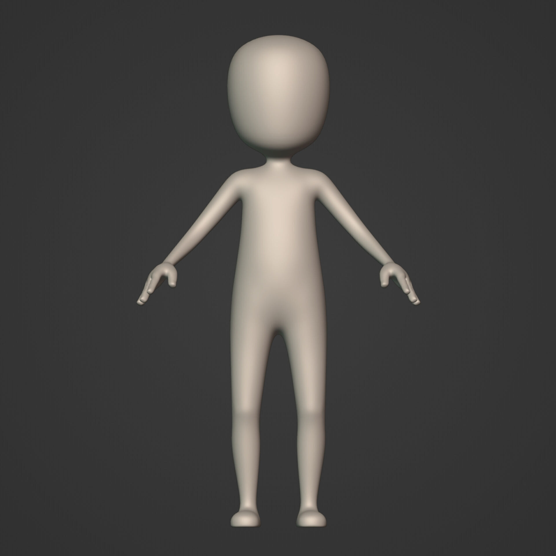 Cartoon Character - Stickman - Man - Boy - Chibi - Base Mesh Low-poly 3D model_5