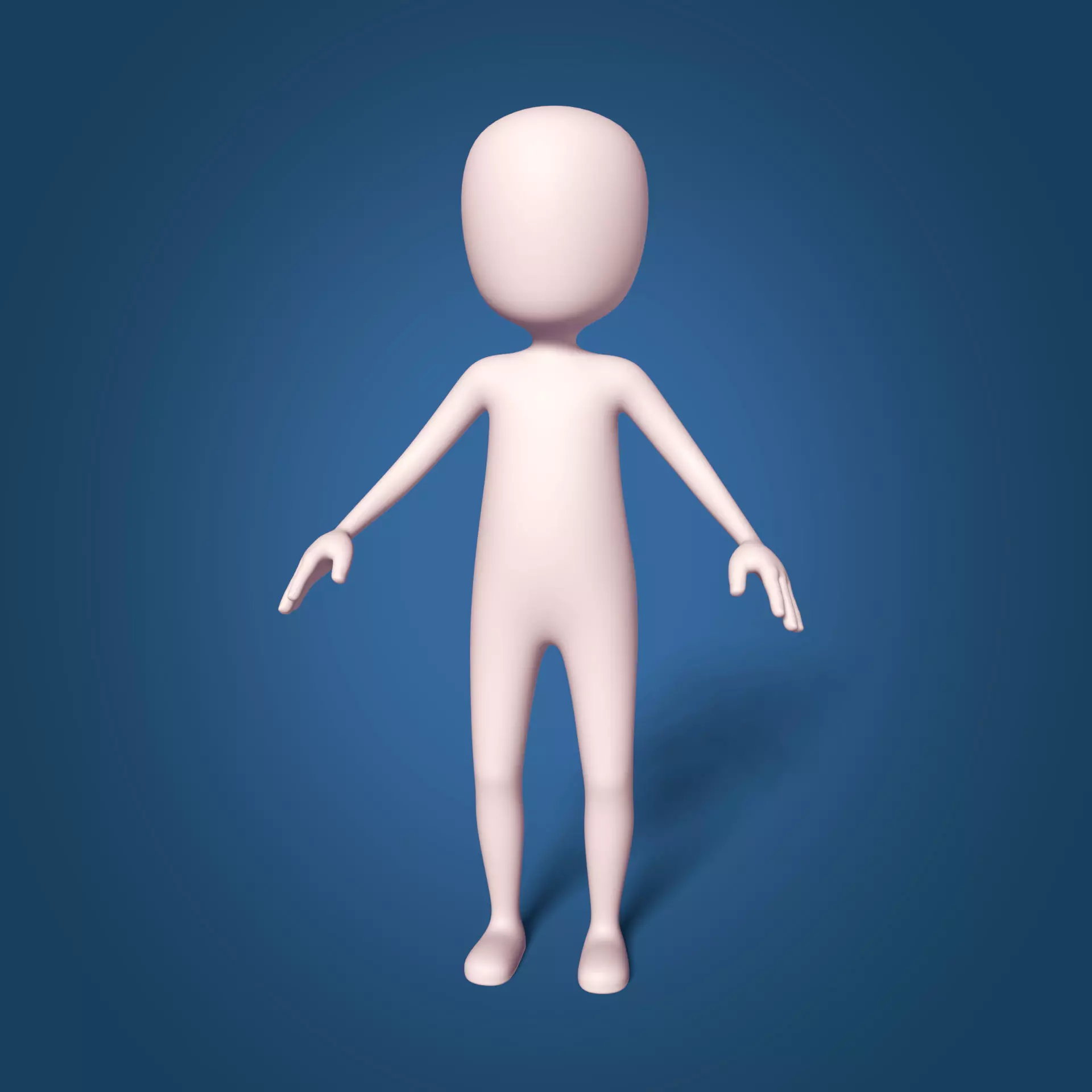 Cartoon Character - Stickman - Man - Boy - Chibi - Base Mesh Low-poly 3D model_0
