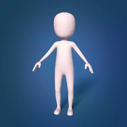 Cartoon Character - Stickman - Man - Boy - Chibi - Base Mesh Low-poly 3D model