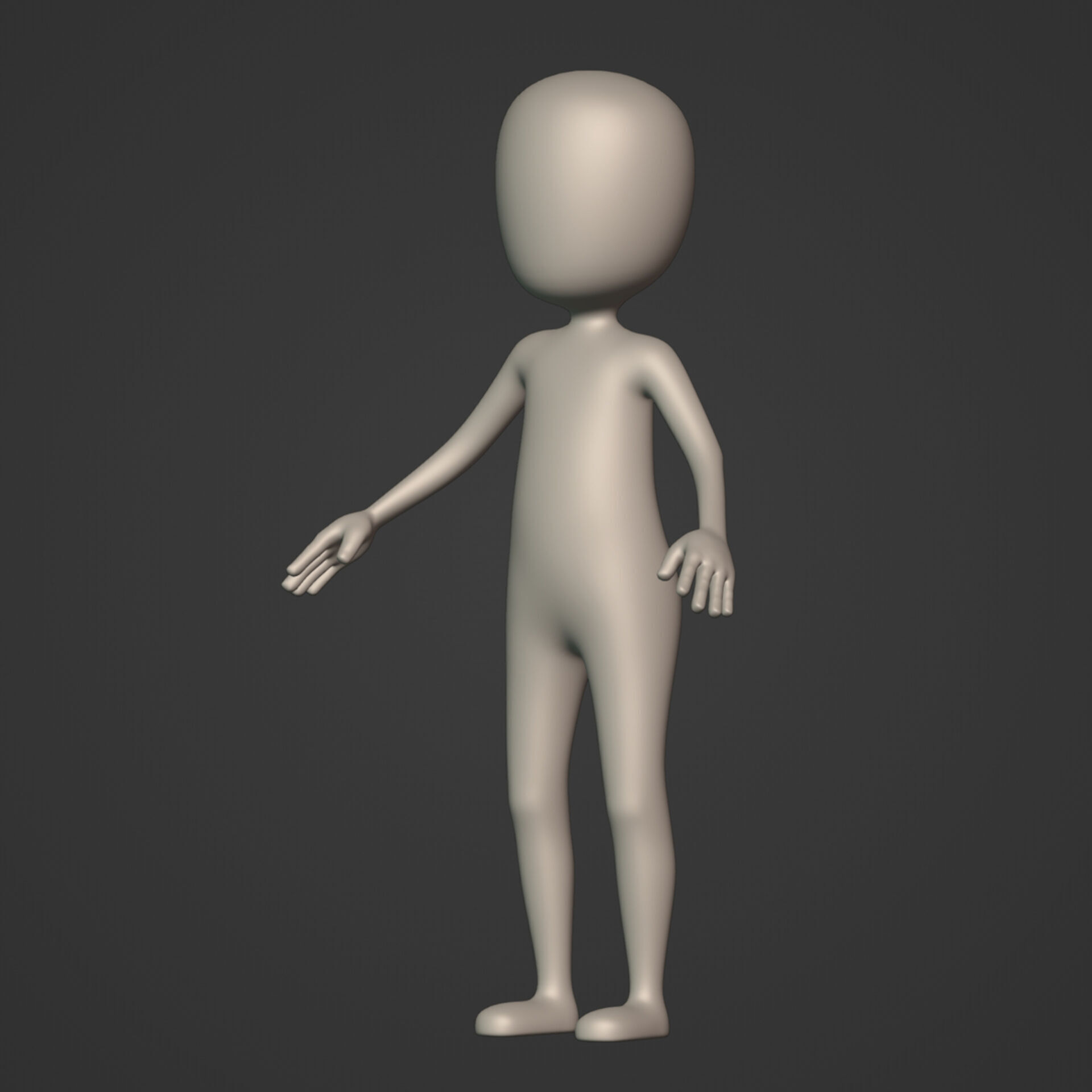 Cartoon Character - Stickman - Man - Boy - Chibi - Base Mesh Low-poly 3D model_7
